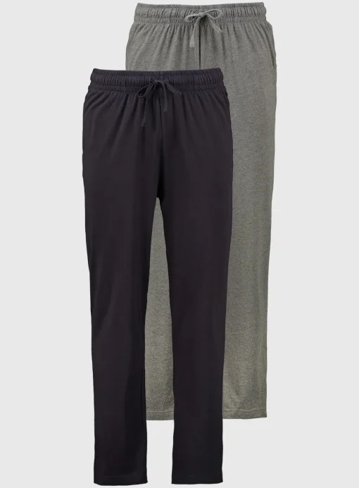 Black & Charcoal Jersey Pyjama Bottoms 2 Pack XL