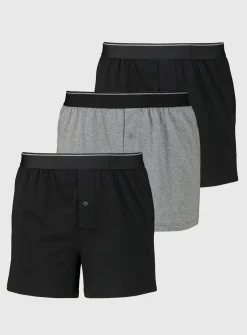 Black & Grey Jersey Boxers 3 Pack M