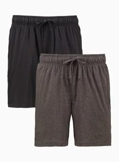Black & Grey Jersey Pyjama Shorts 2 Pack XXXL