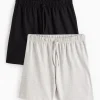Black & Grey Neppy Pyjama Shorts 2 Pack XXL