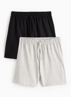 Black & Grey Neppy Pyjama Shorts 2 Pack XXL