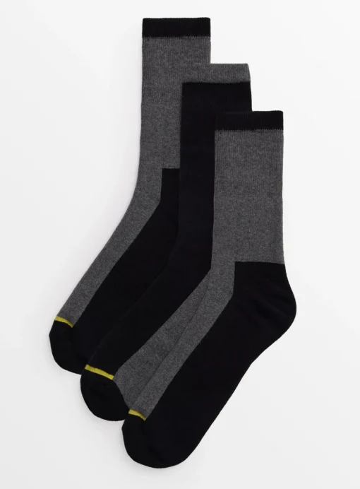 Black & Grey Workwear Socks 3 Pack 6-8.5