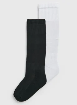 Black & White Football Socks 2 Pack 6-8.5
