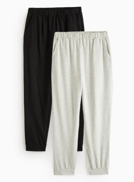 Black and Grey Marl Pyjama Bottoms 2 Pack L