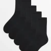 Black Ankle Socks 5 Pack 4-8