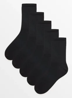 Black Ankle Socks 5 Pack 4-8