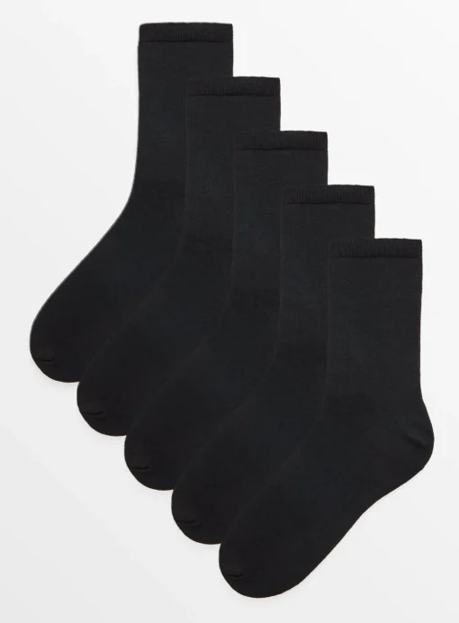 Black Ankle Socks 5 Pack 4-8