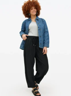 Black Barrel Leg Coord Linen Trousers 12
