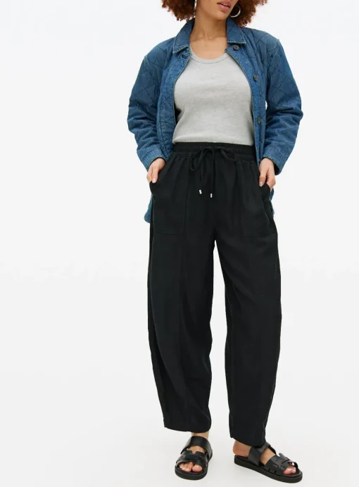 Black Barrel Leg Coord Linen Trousers 12