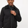 Black Borg Collared Aviator Jacket S