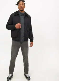Black Borg Collared Aviator Jacket S