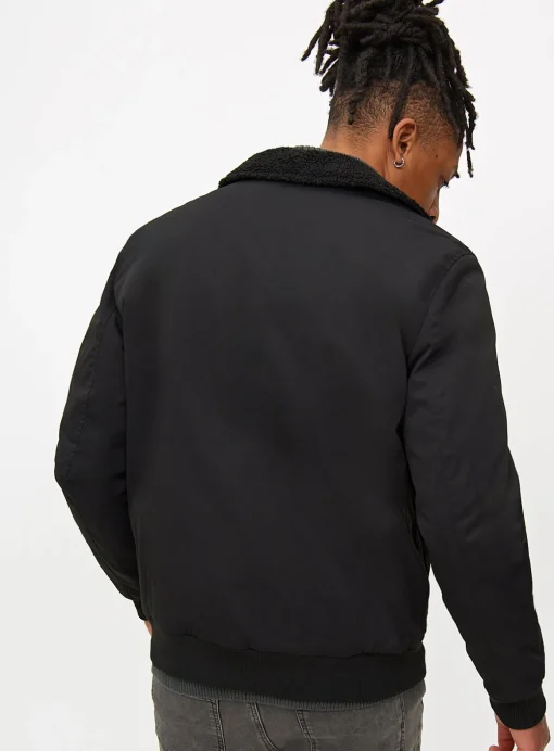 Black Borg Collared Aviator Jacket S