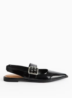 Black Buckle Detail Slingback Pumps 5