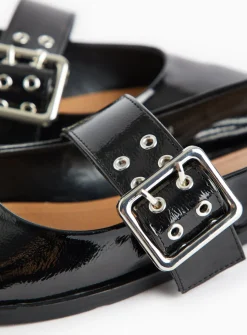 Black Buckle Detail Slingback Pumps 5