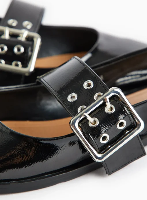 Black Buckle Detail Slingback Pumps 5