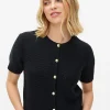 Black Button Short Sleeve Boxy Cardigan 16