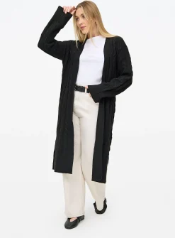 Black Cable Knit Maxi Cardigan 14