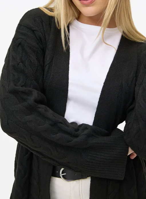 Black Cable Knit Maxi Cardigan 14