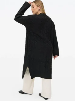Black Cable Knit Maxi Cardigan 14