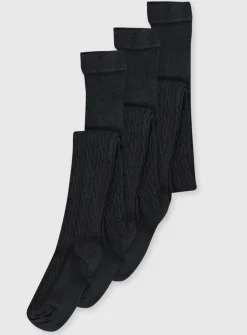 Black Cable Knit Tights 3 Pack 3-4 years