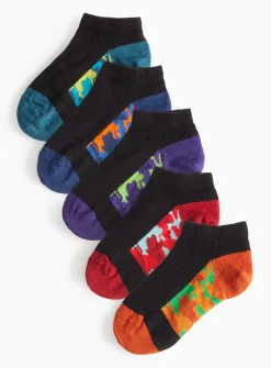 Black Camo Footbed Trainer Socks 5 Pack 9-12