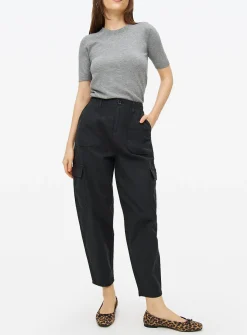 Black Cargo Barrel Leg Trousers 12
