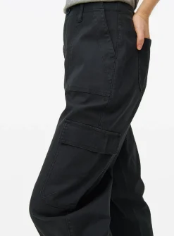 Black Cargo Barrel Leg Trousers 12