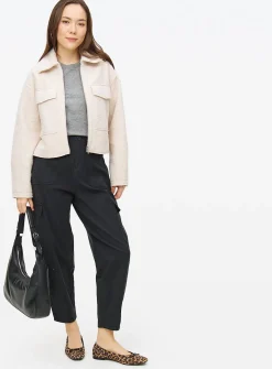 Black Cargo Barrel Leg Trousers 12