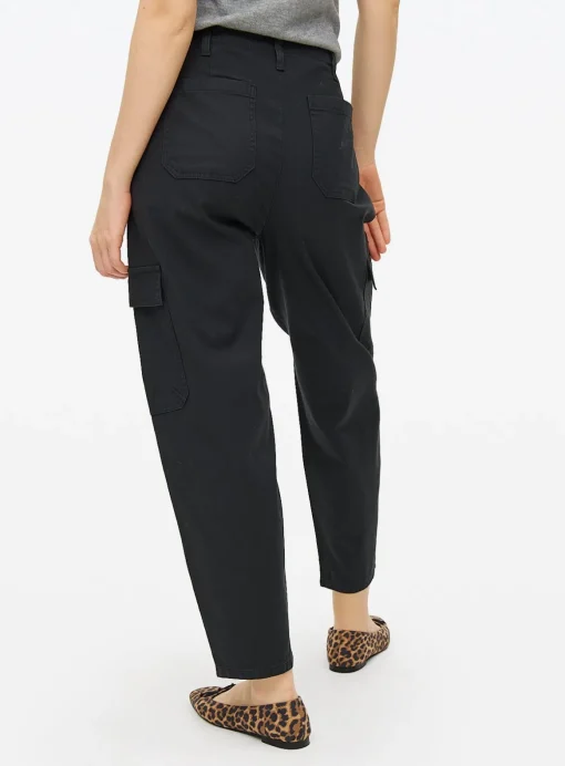 Black Cargo Barrel Leg Trousers 12