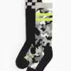Black Chequered & Camo Welly Socks 2 Pack 6-8.5