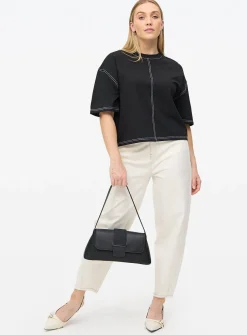 Black Contrast Stitch Boxy T-Shirt 24
