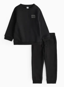 Black Cool Days Sweatshirt & Joggers Set 2-3 years