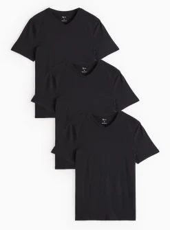Black Core V-Neck Short Sleeve T-Shirt 3 Pack S