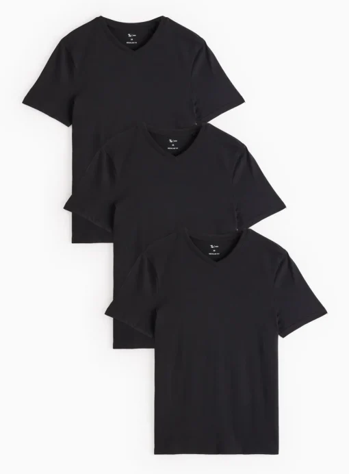 Black Core V-Neck Short Sleeve T-Shirt 3 Pack S