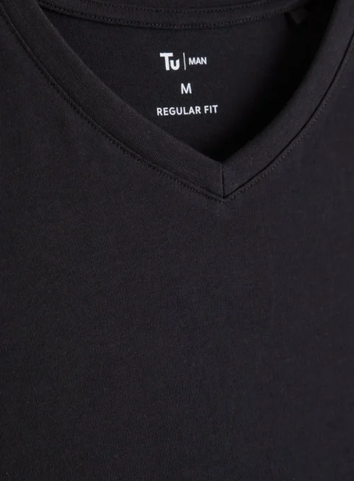 Black Core V-Neck Short Sleeve T-Shirt 3 Pack S