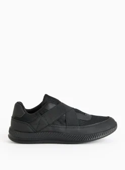 Black Crossover Slip On Trainers 3