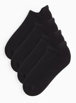 Black Cushioned Sole Trainer Socks 4 Pack 6-8.5