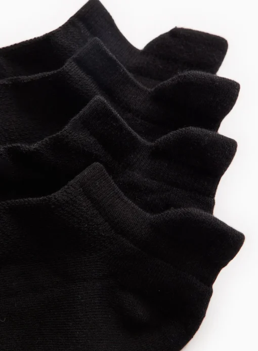 Black Cushioned Sole Trainer Socks 4 Pack 6-8.5