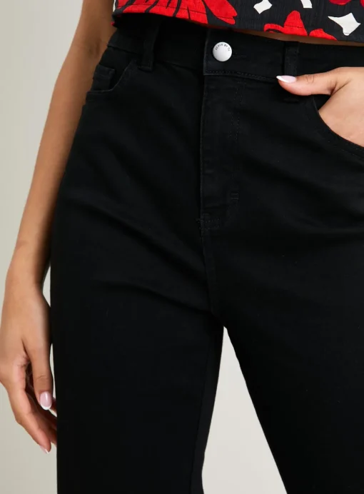 Black Denim Straight Leg Jeans 14R
