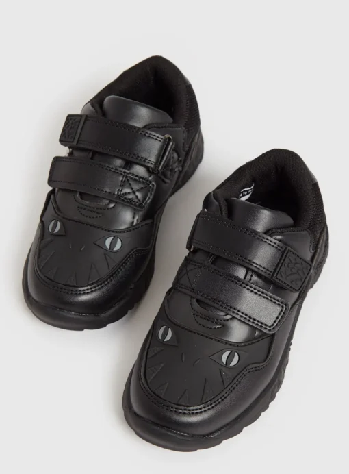 Black Dinosaur Face Light-Up Micro-Fresh® Shoes 1