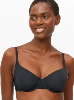 Black Dual Moulded Lace Underwired Bra 32A
