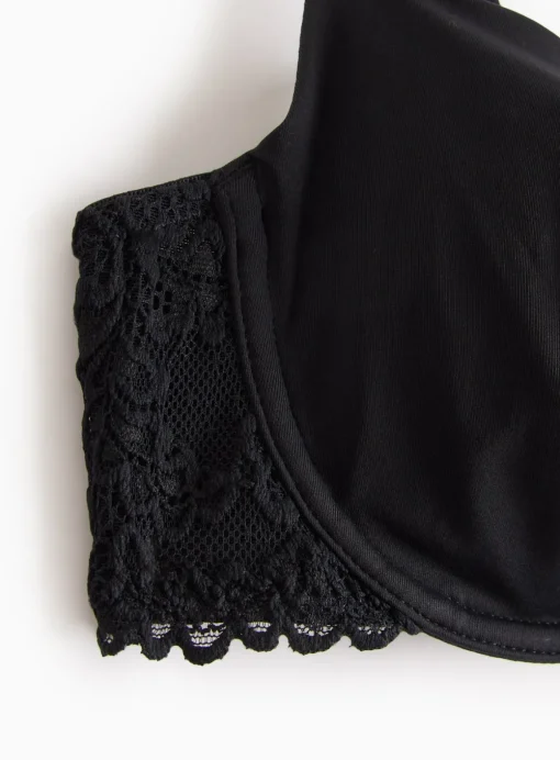 Black Dual Moulded Lace Underwired Bra 32A