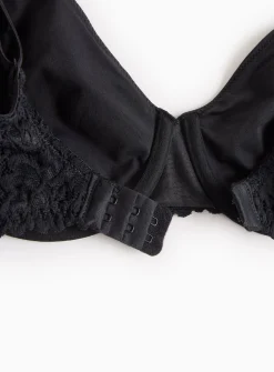 Black Dual Moulded Lace Underwired Bra 32A