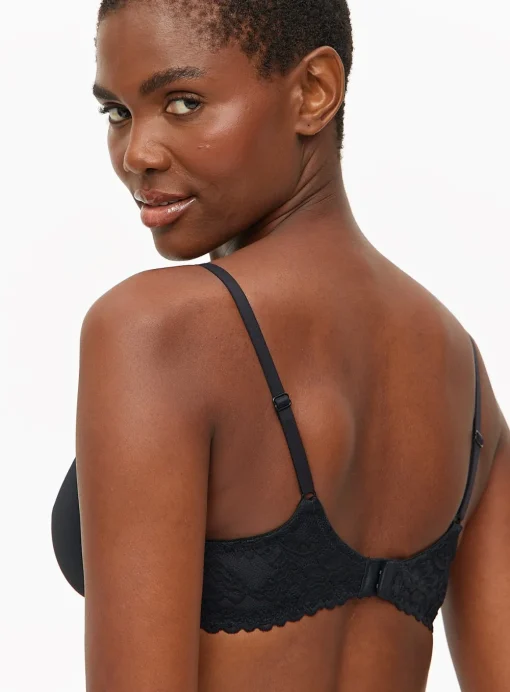 Black Dual Moulded Lace Underwired Bra 32A