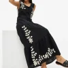 Black Embroidered Full Maxi Co-ord Skirt 18