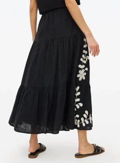 Black Embroidered Full Maxi Co-ord Skirt 18