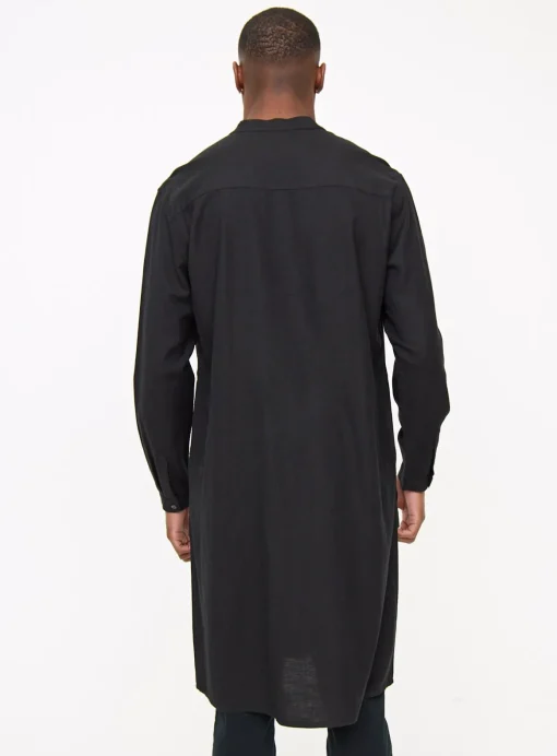 Black Embroidered Linen Blend Kurta S