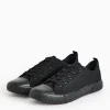 Black Eyelet Canvas Trainers 3