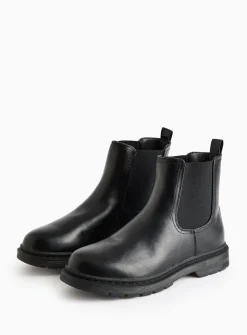 Black Faux Leather Chelsea Boots 9