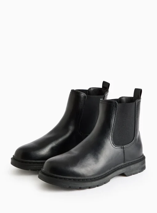 Black Faux Leather Chelsea Boots 9